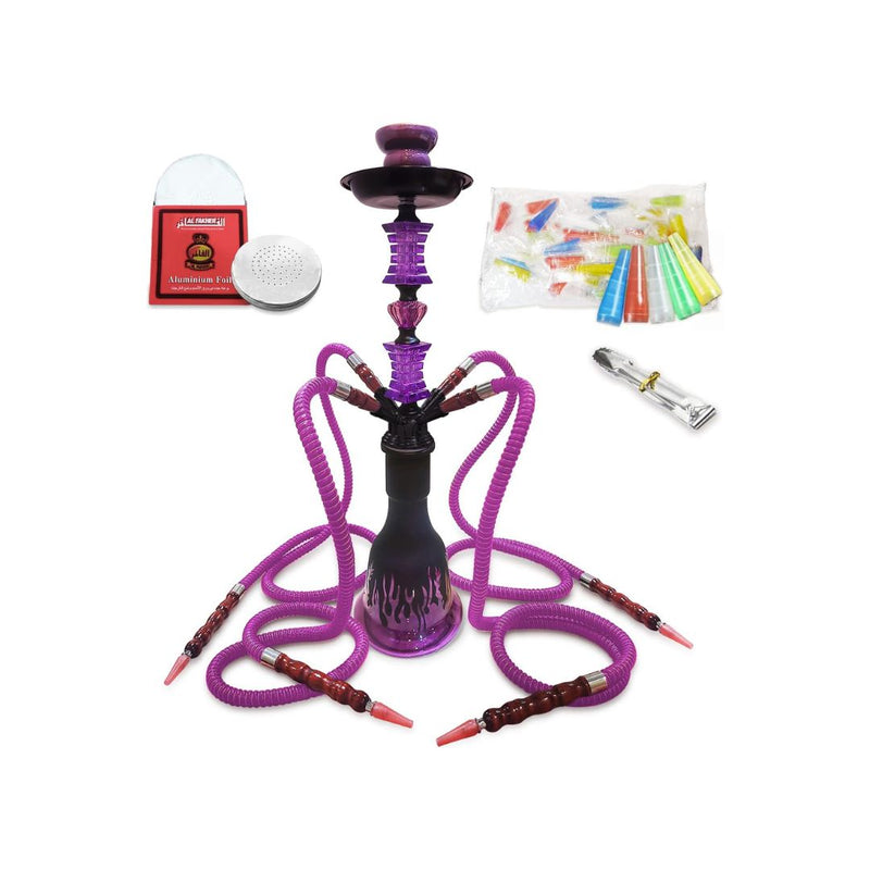 Premium Hookah Shisha Complete Set with 50 Disposable Tips & 50 Pre-Punched Aluminum Foil