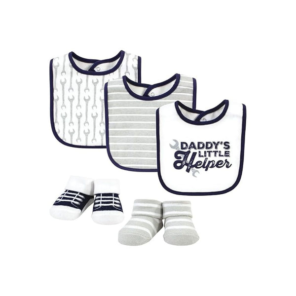 Hudson Baby Unisex BabyCotton Bib and Sock Set