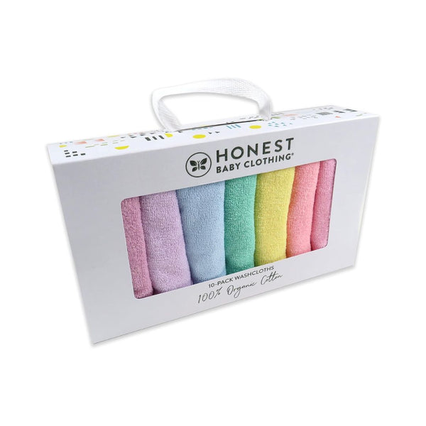 HonestBaby 10-Pack Organic Cotton Baby-Terry Wash Cloths