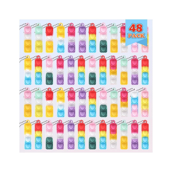 48-Pieces Mini Pop Fidget Keychain Toys