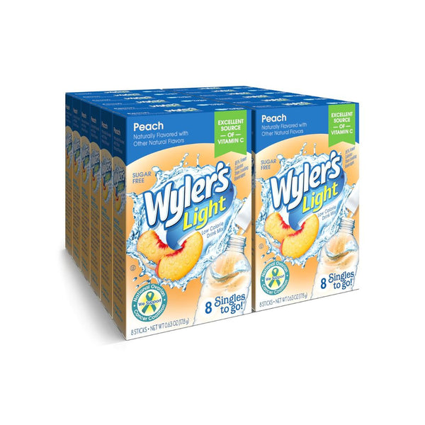 12 Boxes of Wyler’s Light Singles-To-Go Sugar Free Drink Mix, Peach