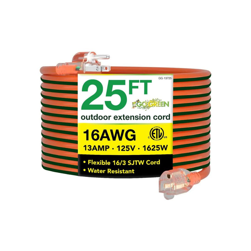 Go Green Power 16/3 Heavy Duty 25ft Outdoor Extension Cord