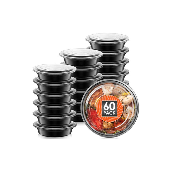 60-Pk Round Meal Prep Containers with Lids