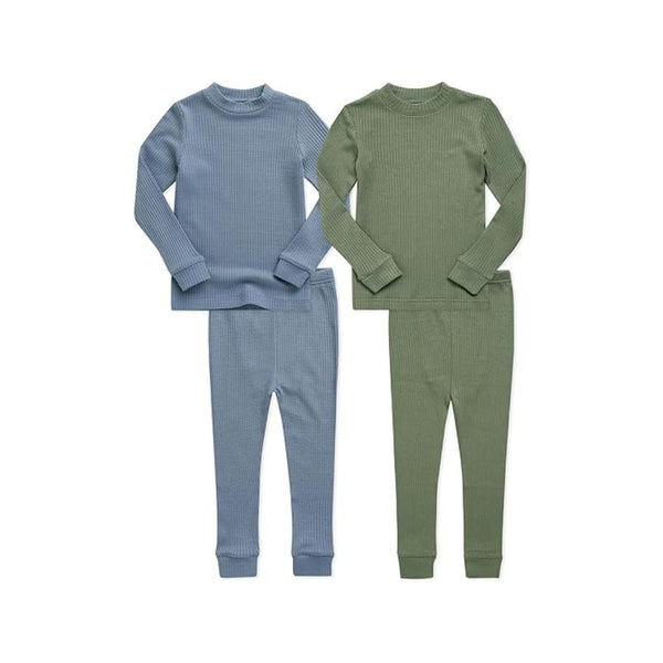 2 Pairs VAENAIT BABY Boys Long-Sleeve Ribbed Pajamas