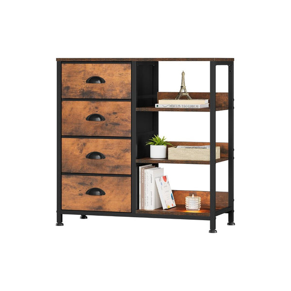 Storage Tower with 4 Drawers and Side Shelf