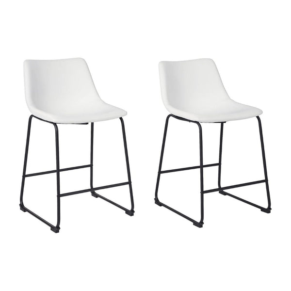 Set of 2 Modern Faux Leather Counter Height Bucket Seat Barstool