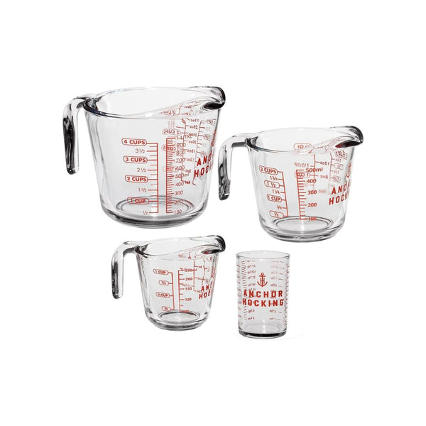 4 Piece Set Anchor Hocking Glass Measuring Cups