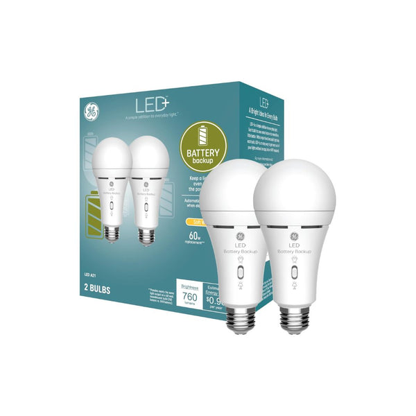 2-Pack GE LED+ Backup Battery LED Light Bulbs