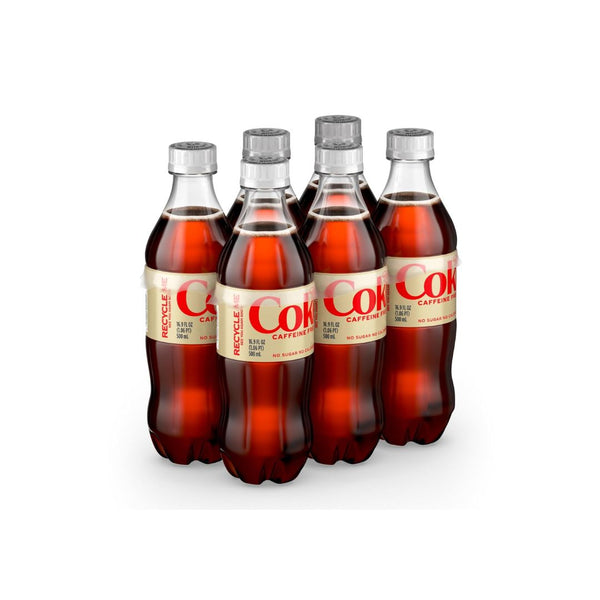 6 Bottles of Diet Coke, Caffeine Free, 16.9 fl oz