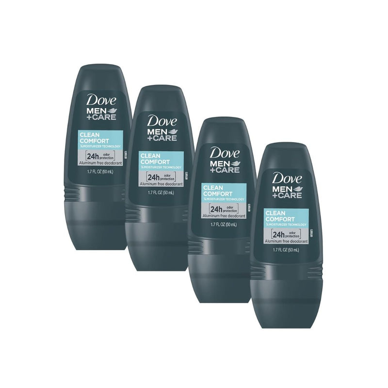 4 Travel Dove Men+Care Clean Comfort Roll On Deodorant Bottles
