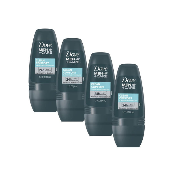 4 Travel Dove Men+Care Clean Comfort Roll On Deodorant Bottles