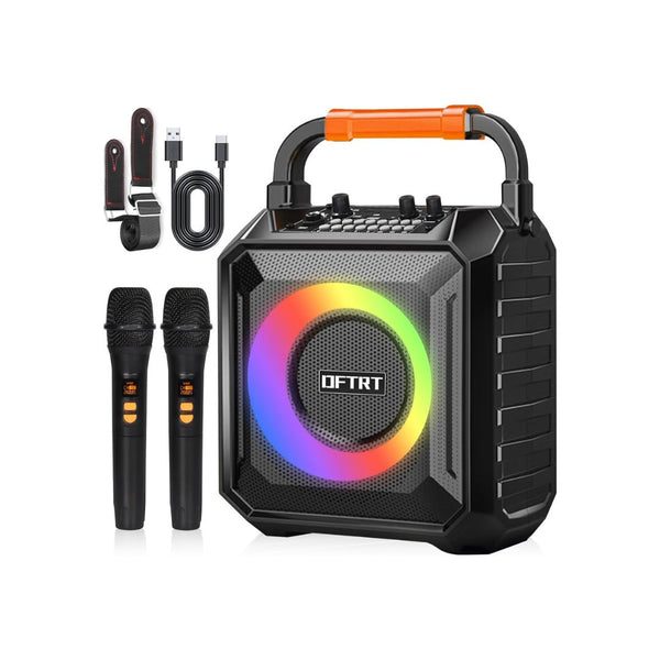 Portable Karaoke Machine with Two Wireless Microphones