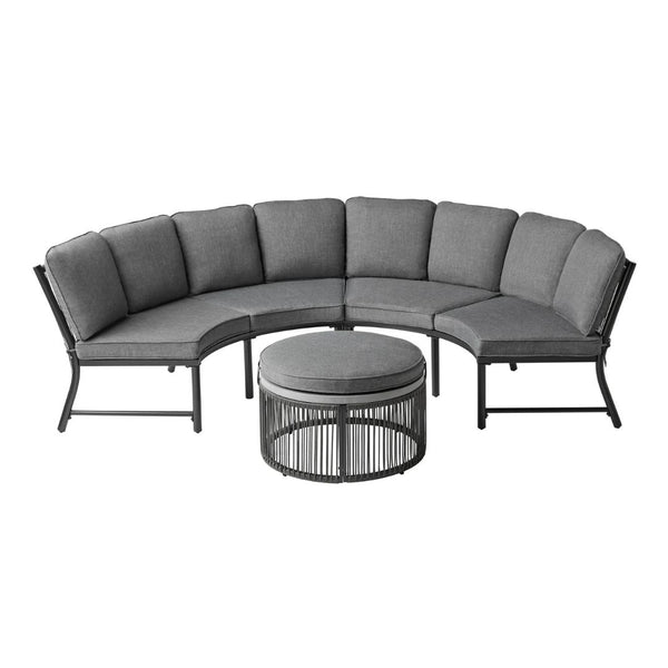 Mainstays Lawson Ridge 3-Piece Steel Curved Outdoor Sectional Set with Cushions