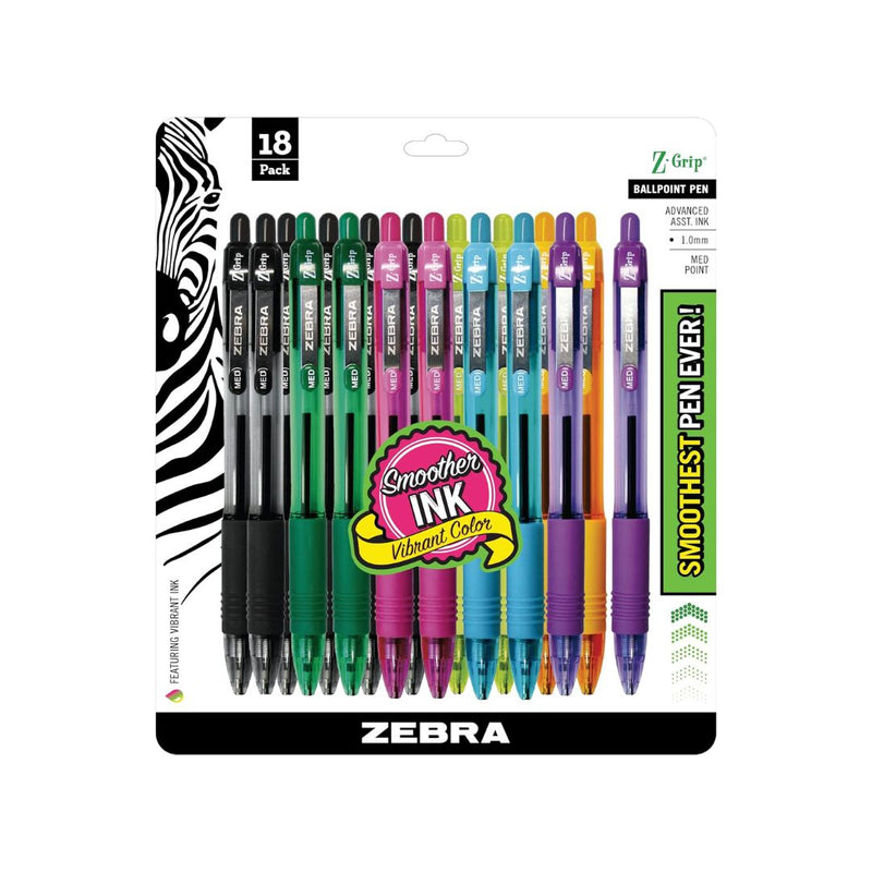 18 Zebra Pen Z-Grip Retractable Ballpoint Pens