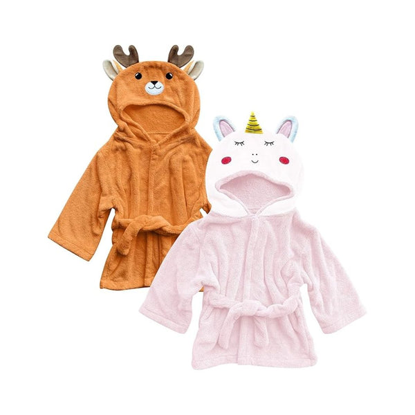 2-Pack Unisex Baby Plush Animal Face Robe