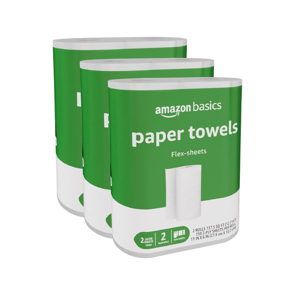 6 Basics Rolls = 16 Regular Rolls 2-Ply Flex-Sheets Paper Towels