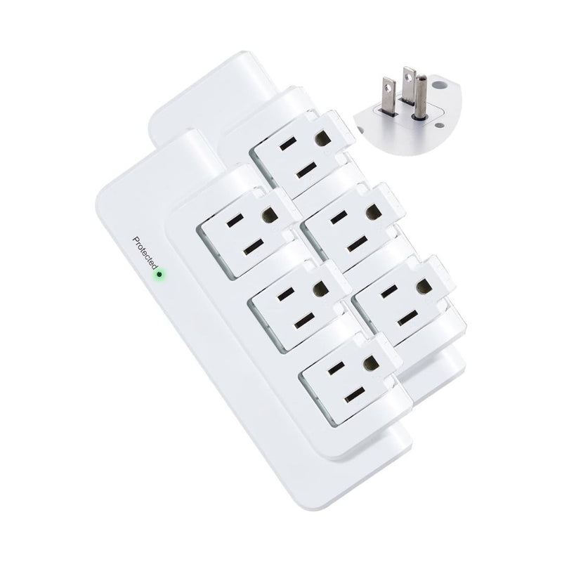 Pack of 2 Outlet Extender with Surge Protector