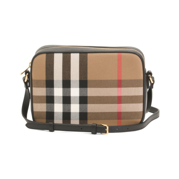 BURBERRY Leather Signature Check Camera Bag