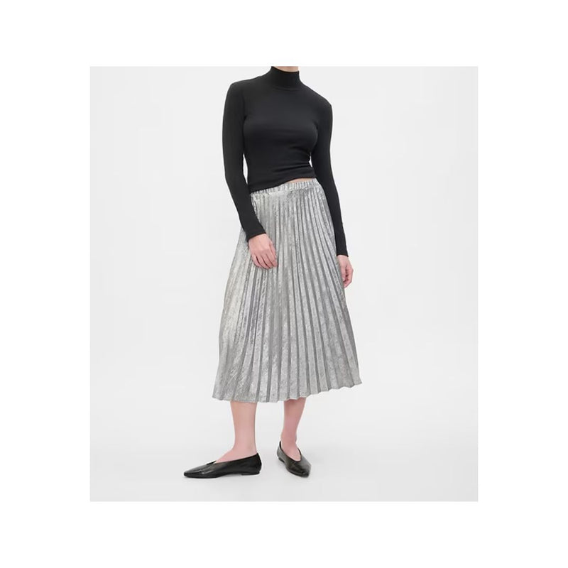 Gap Factory Metallic Pleated Midi Skirt