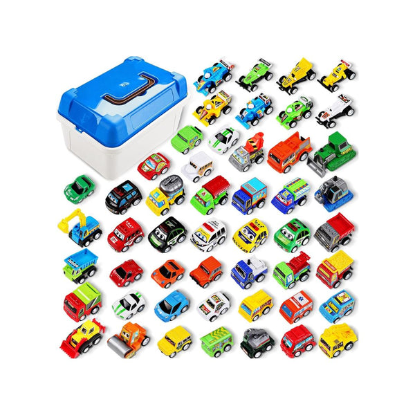 50-Pcs Toy Cars with Large Plastic Organizer