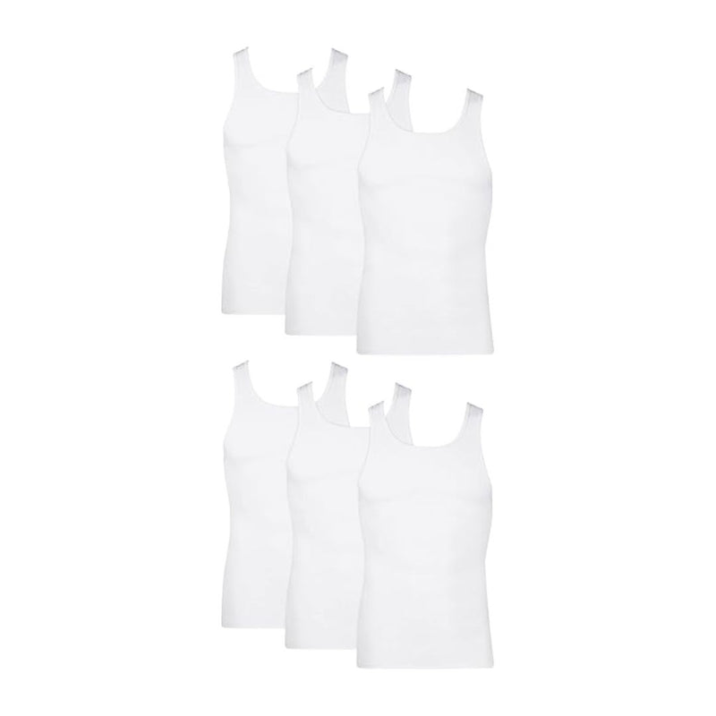 6 Hanes Men's Cotton Tank Undershirts