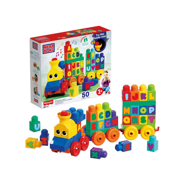 Mega Bloks ABC Blocks Musical Train Construction Set with 50 Pieces