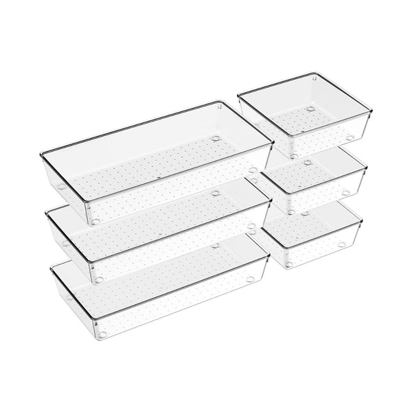 6-Pack Large Size Clear Plastic Drawer Organizers