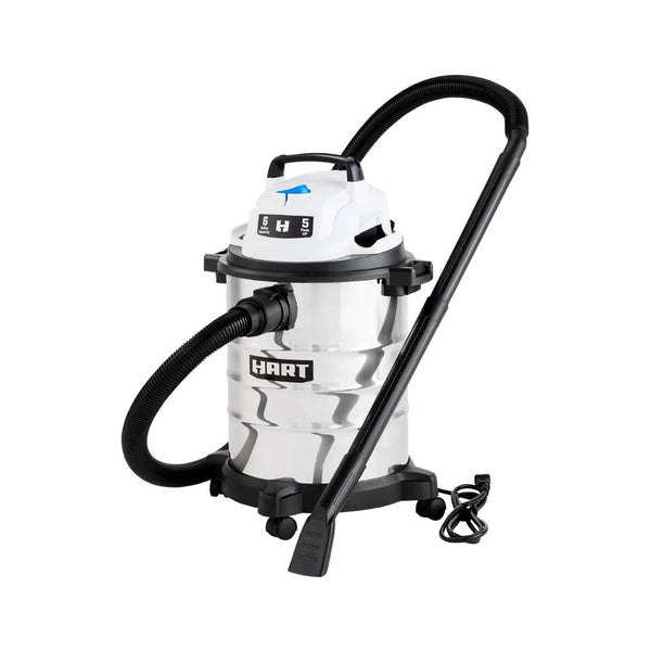 HART 6 Gallon 5 Peak HP Stainless Steel Wet/Dry Vacuum with Bonus Car Cleaning Kit