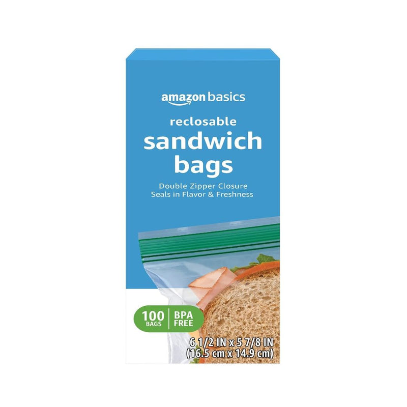 100 Amazon Basics Sandwich Double Zipper Storage Bags
