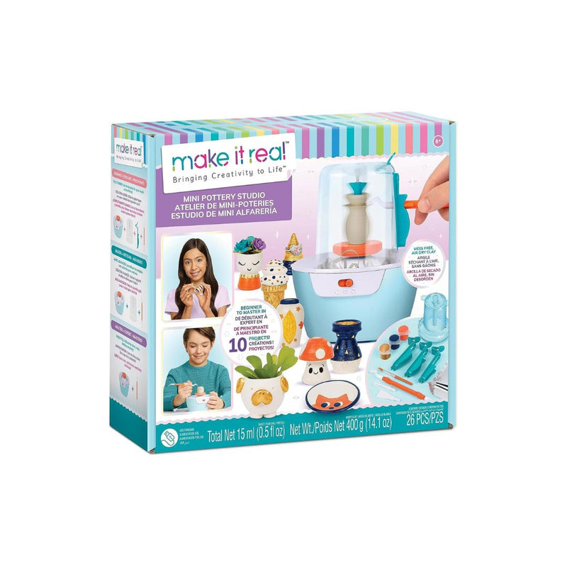 Make It Real Mini Pottery Studio - 26-Piece DIY Pottery Kit