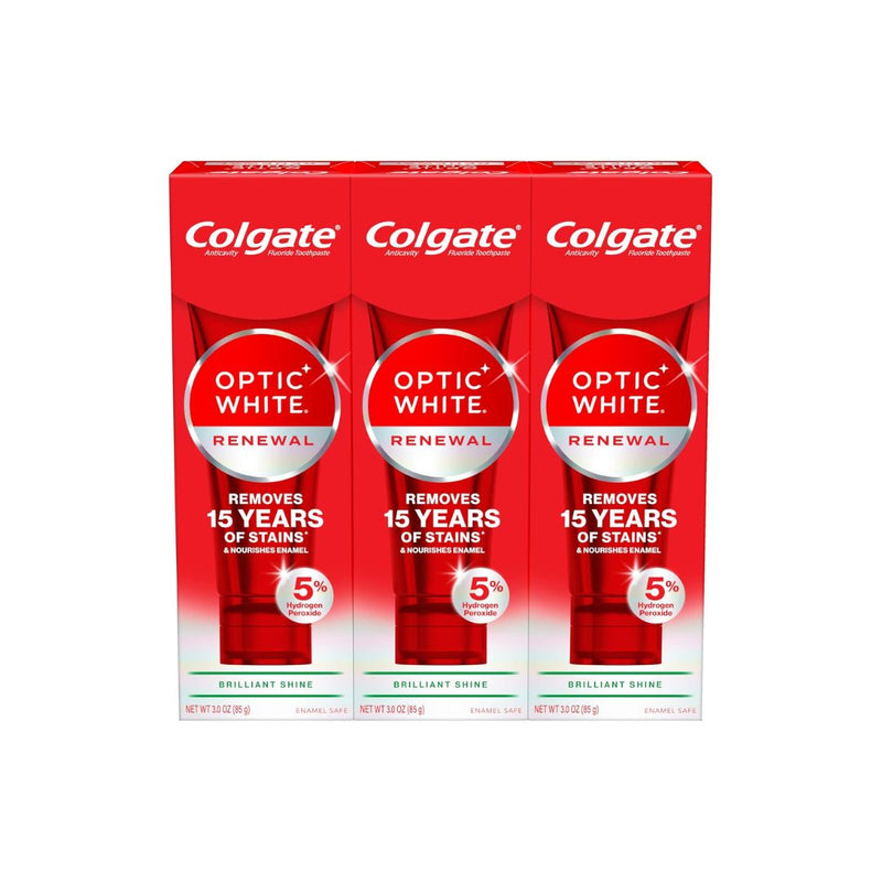 3 Tubes of Colgate Optic White Renewal Teeth Whitening Toothpaste