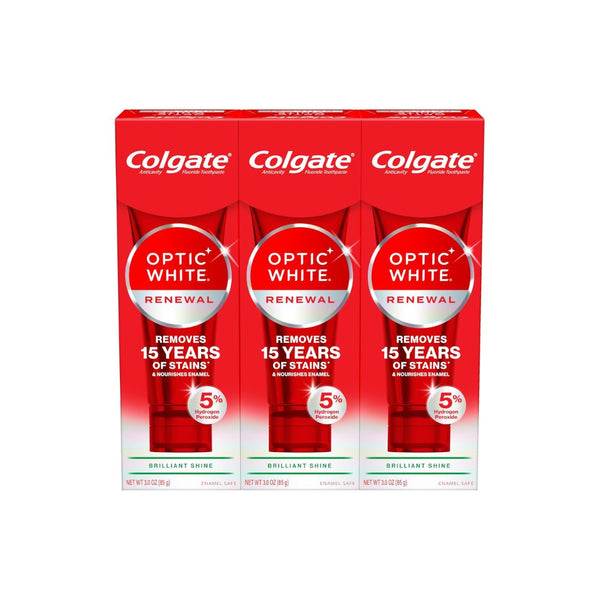 3 Tubes of Colgate Optic White Renewal Teeth Whitening Toothpaste