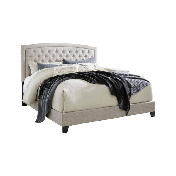 Signature Design by Ashley Jerary Farmhouse Button-Tufted Upholstered Platform Bed, King