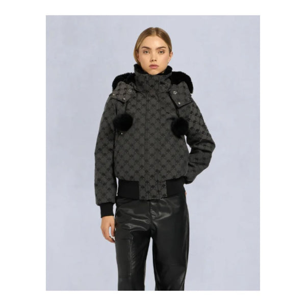 Moose Knuckles Debbie Monogram Shearling Bomber Jacket
