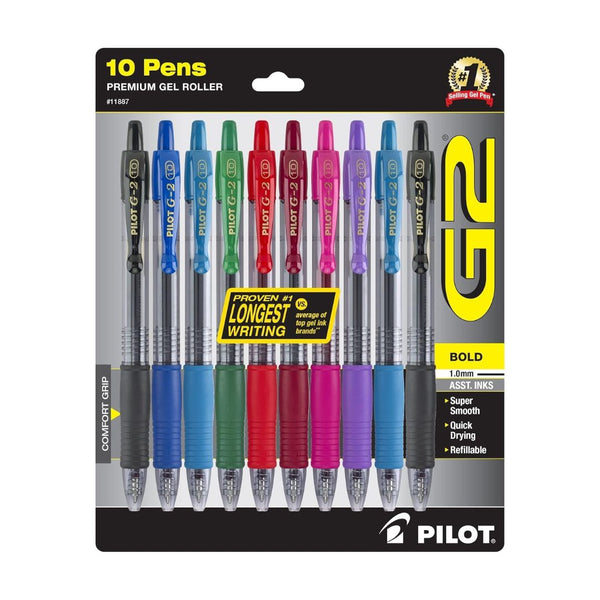 10-Pack PILOT G2 Premium Retractable Gel-Ink Pens