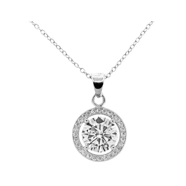 Cate & Chloe Blake 18k White Gold Plated Halo Pendant Necklace