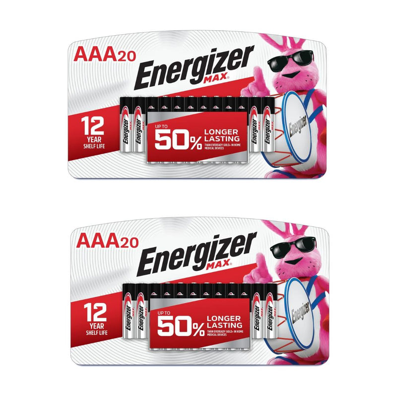 2 Packs of 20 Energizer Max AAA Alkaline Batteries