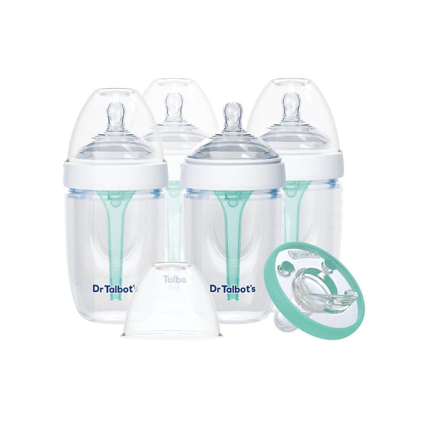 Set Of 4 Dr. Talbot’s Anti-Colic New Born Baby Bottles With Soft Flex Pacifier