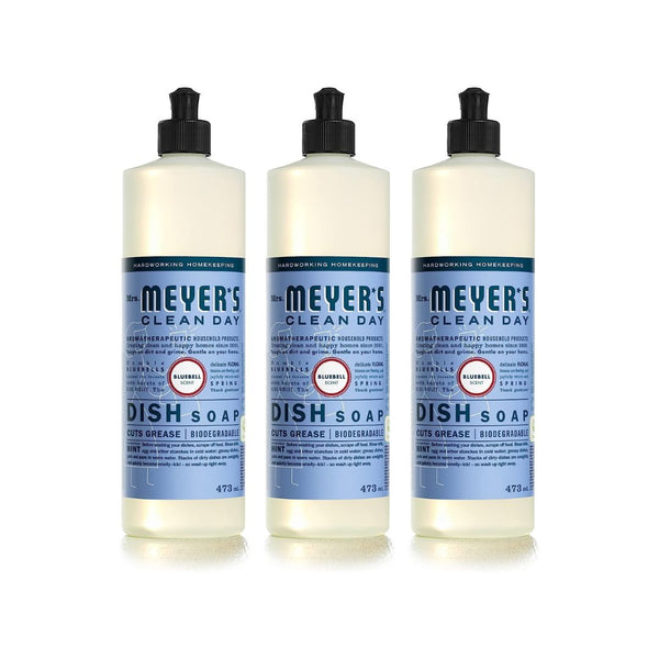 3 Bottles of MRS. MEYER’S CLEAN DAY Liquid Dish Soap, Bluebell
