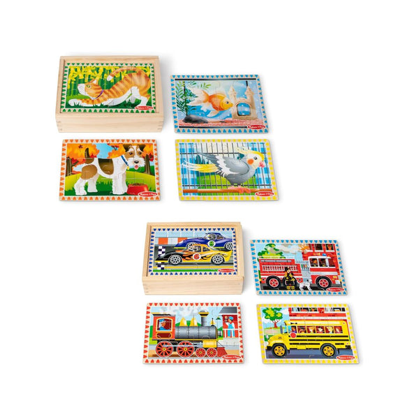 Melissa & Doug Wooden Jigsaw Puzzles in a Box: 2-Packs Of Puzzles