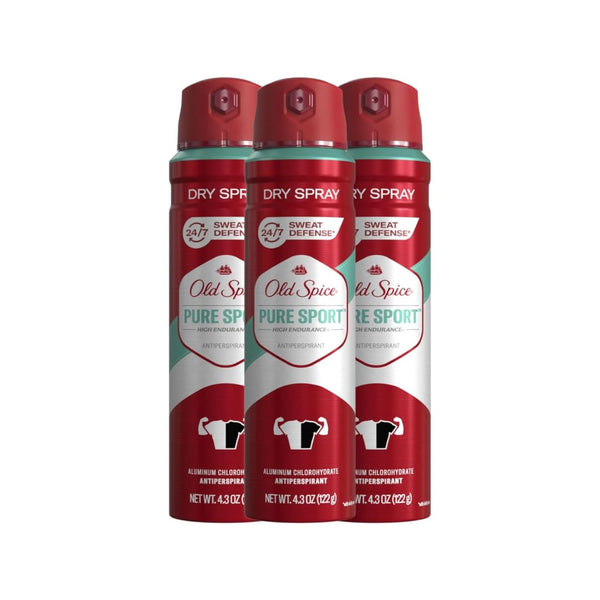 2 Packs of 3 Old Spice Men's Anti-Perspirant Deodorant Invisible Dry Spray