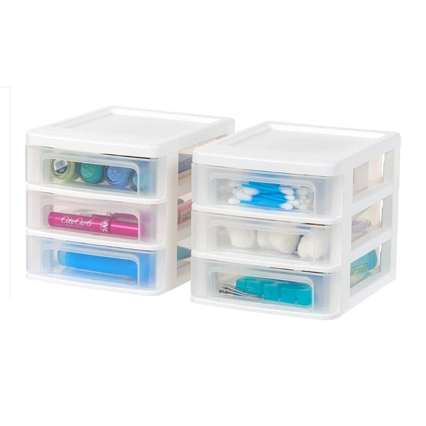 2-Pack IRIS USA Plastic Stacking 3-Drawer Storage Organizer