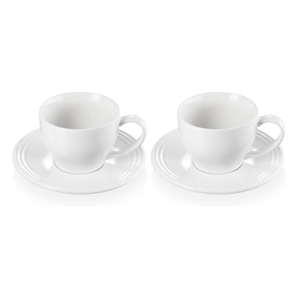 Le Creuset Stoneware Set of 2 Cappuccino Cups and Saucers