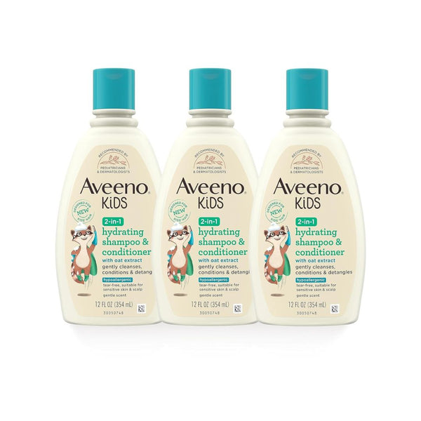 3 Bottles of Aveeno Kids 2-in-1 Shampoo and Conditioner