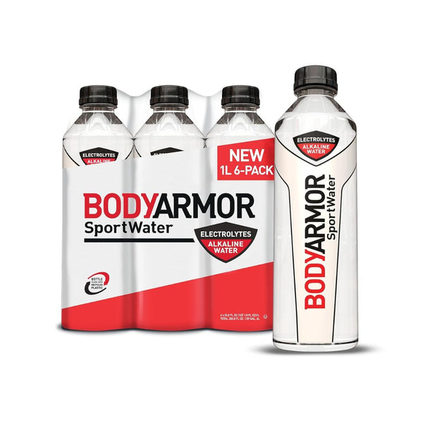 6 Bottles of 1 Liter BODYARMOR SportWater Alkaline Water