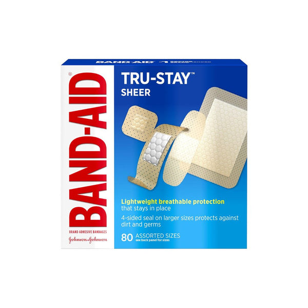 80 Band-Aid Brand Tru-Stay Sheer Strips Adhesive Bandages