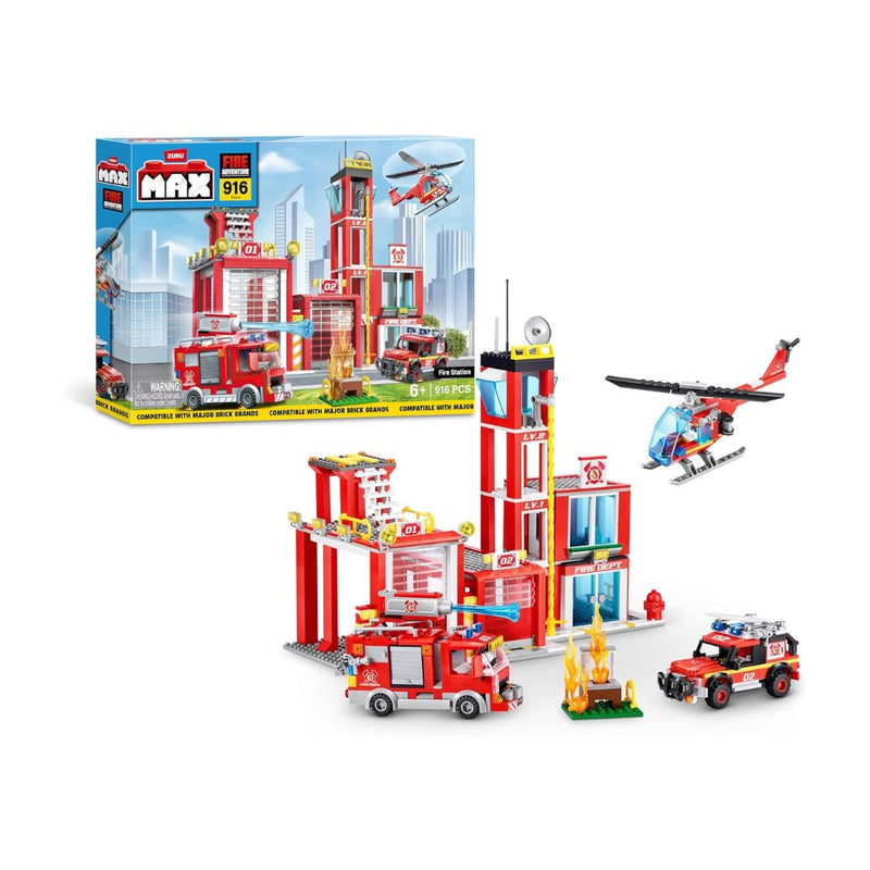 916-Pcs ZURU MAX Adventure Fire Rescue Building Bricks Playset