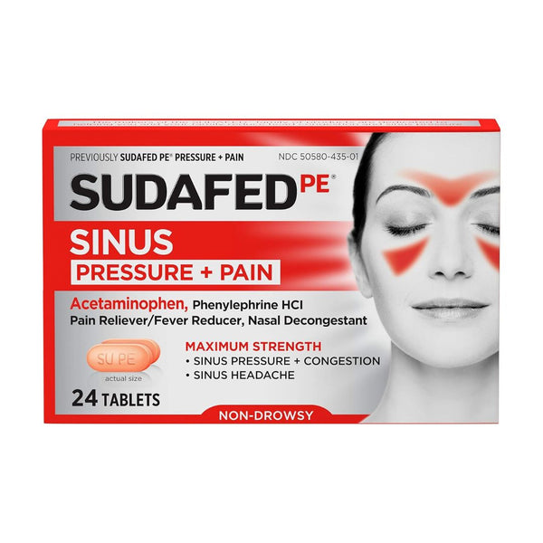 24 Sudafed PE Sinus Pressure + Pain Relief Tablets