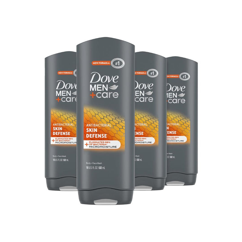 4 Bottles of Dove Men+Care Body Wash Skin Defense