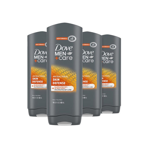 4 Bottles of Dove Men+Care Body Wash Skin Defense